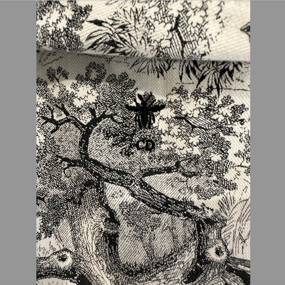 Dior Toile De Jouy Button Front Long Sleeve Shirt In White And Black Cotton - Picture 5 of 12